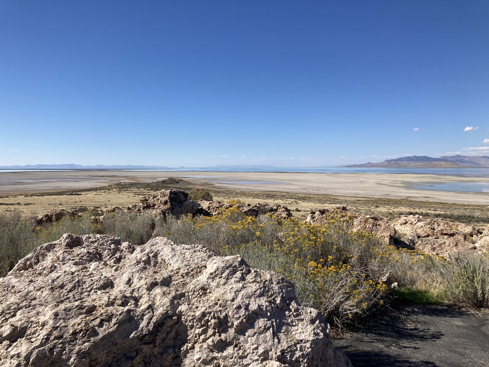 Rocks in front of the Great Salt Lake.