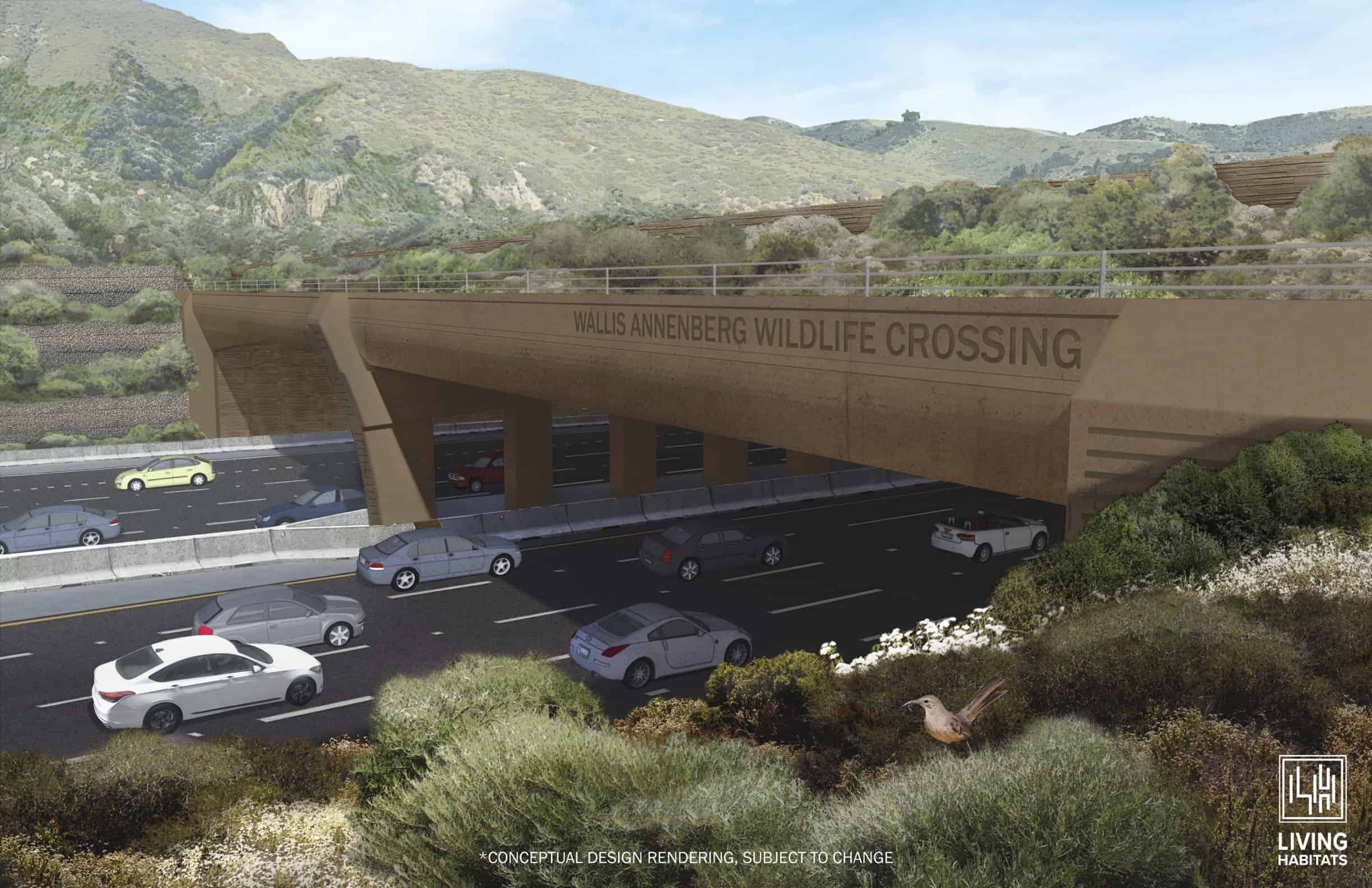 A rendering of the wildlife overpass that will soon cross the 101 Freeway