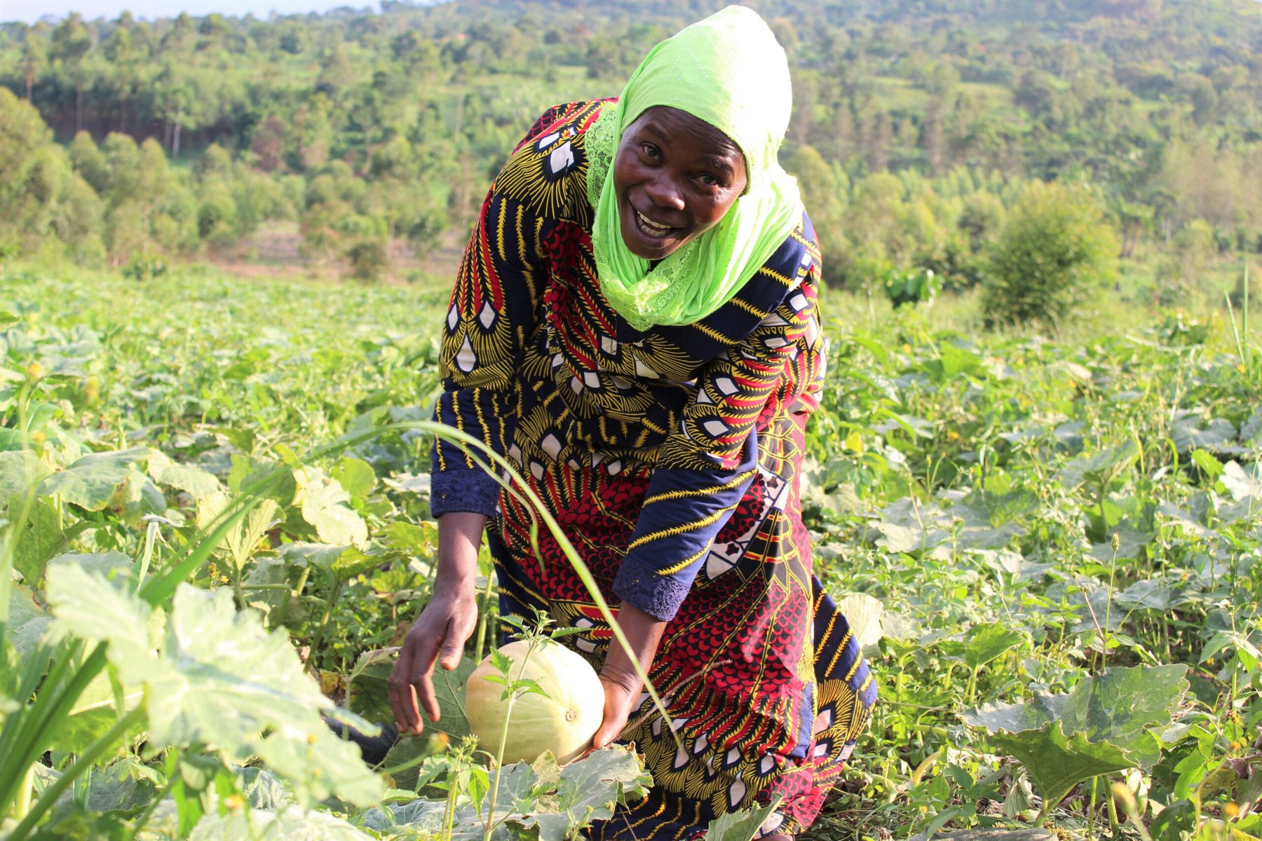 Faridah Nakayiza in her backyard garden oasis.