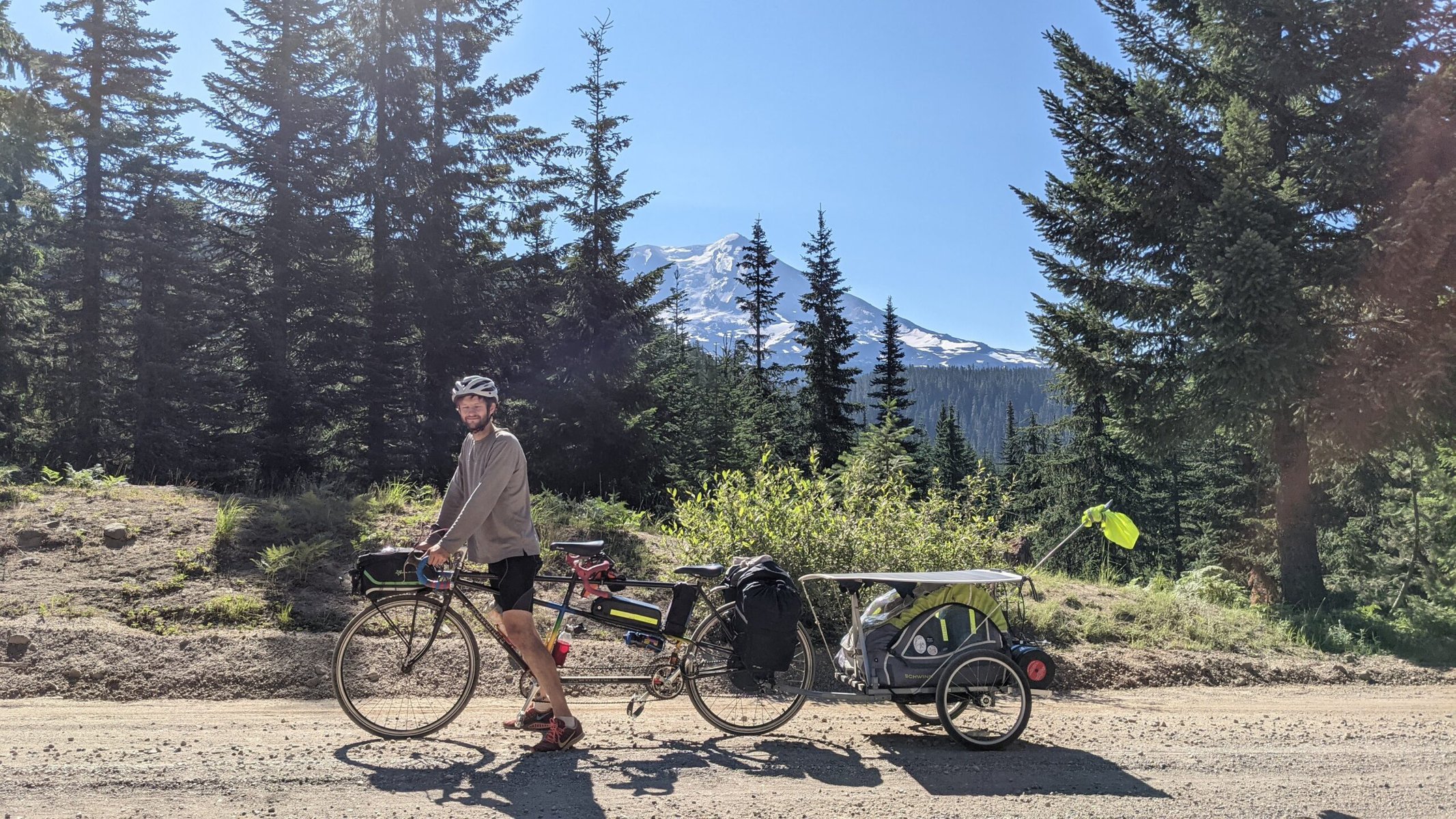 Will Stedden on a bike on a dirt road in Washington's High Cascades.