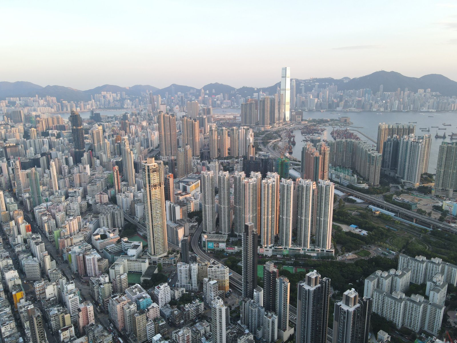 A drone view of Hong Kong