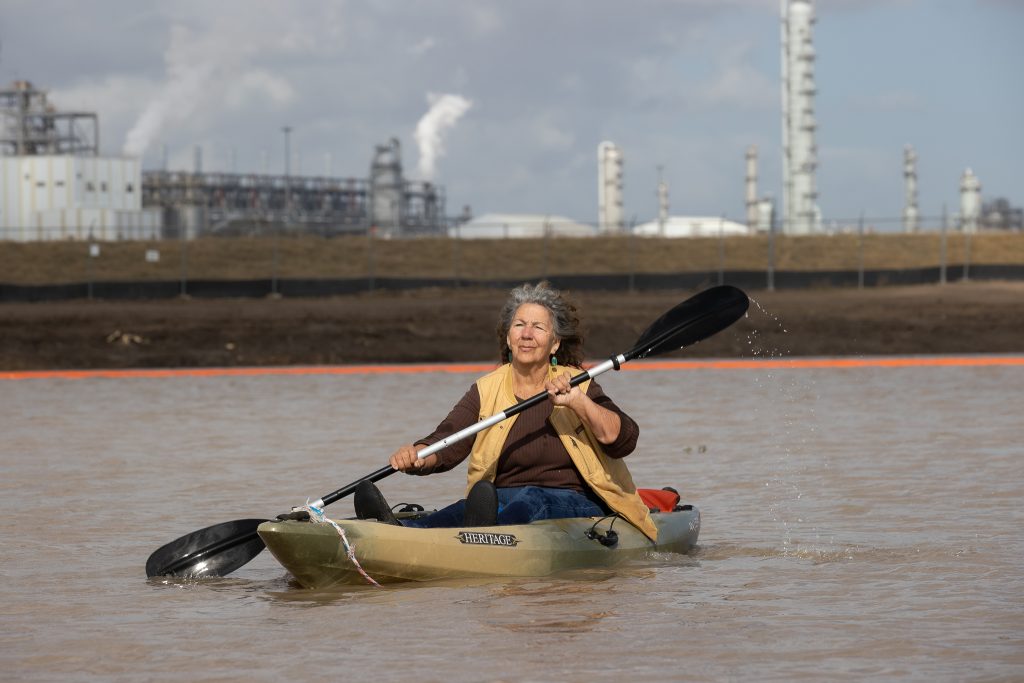 Wilson kayaking with the Formosa plant in the background. 
