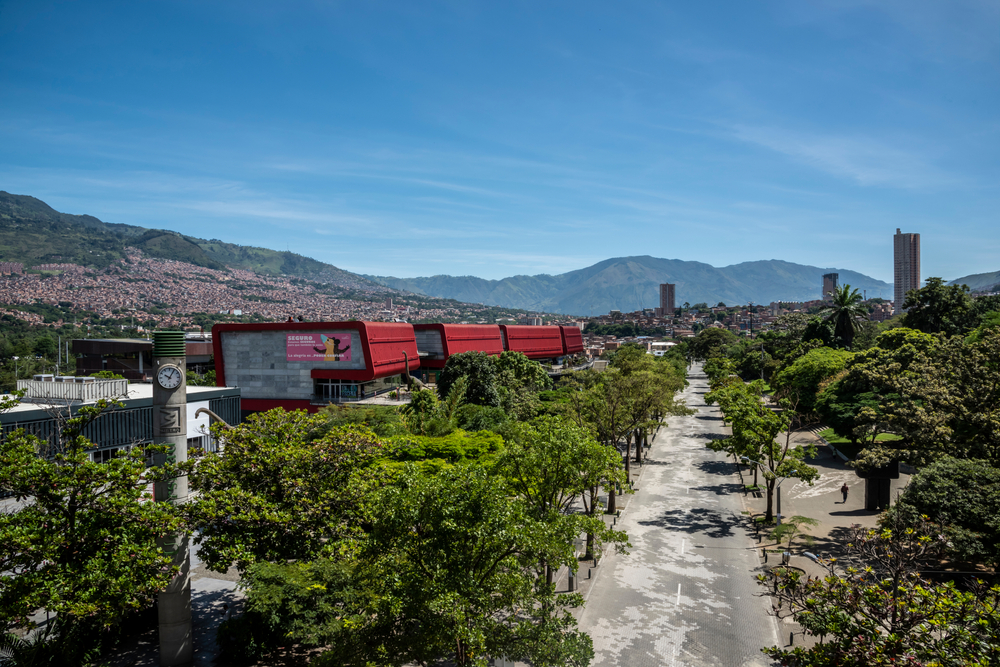 A green corridor and park in Medellin.