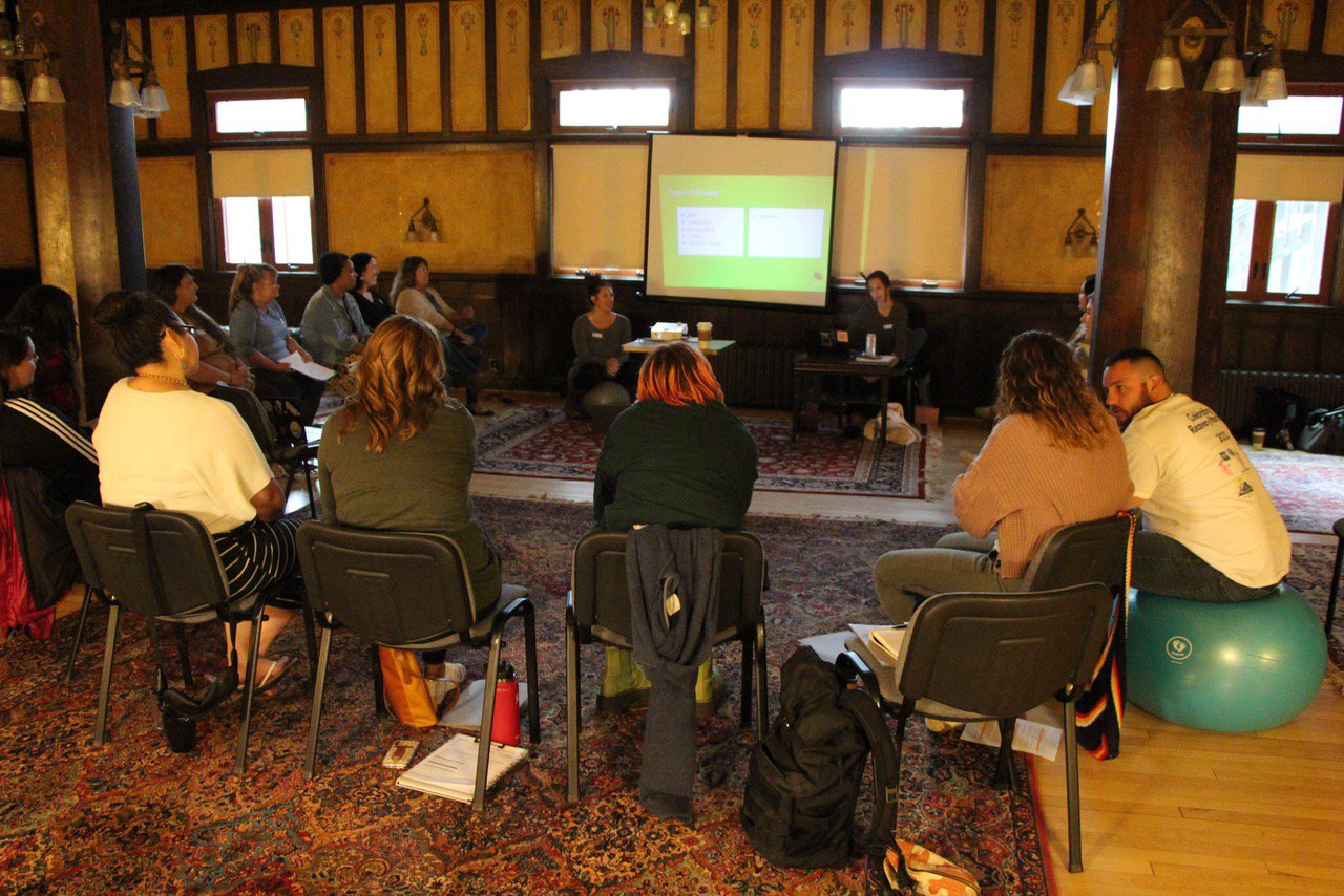 Members of the new cohort of One Health’s recovery doula training program gather for training.