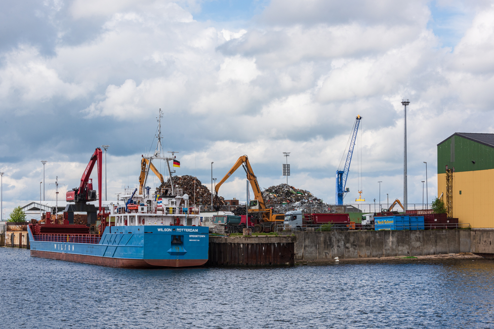 Metals are recycled to be shipped at the Kiel Ostuferhafen.