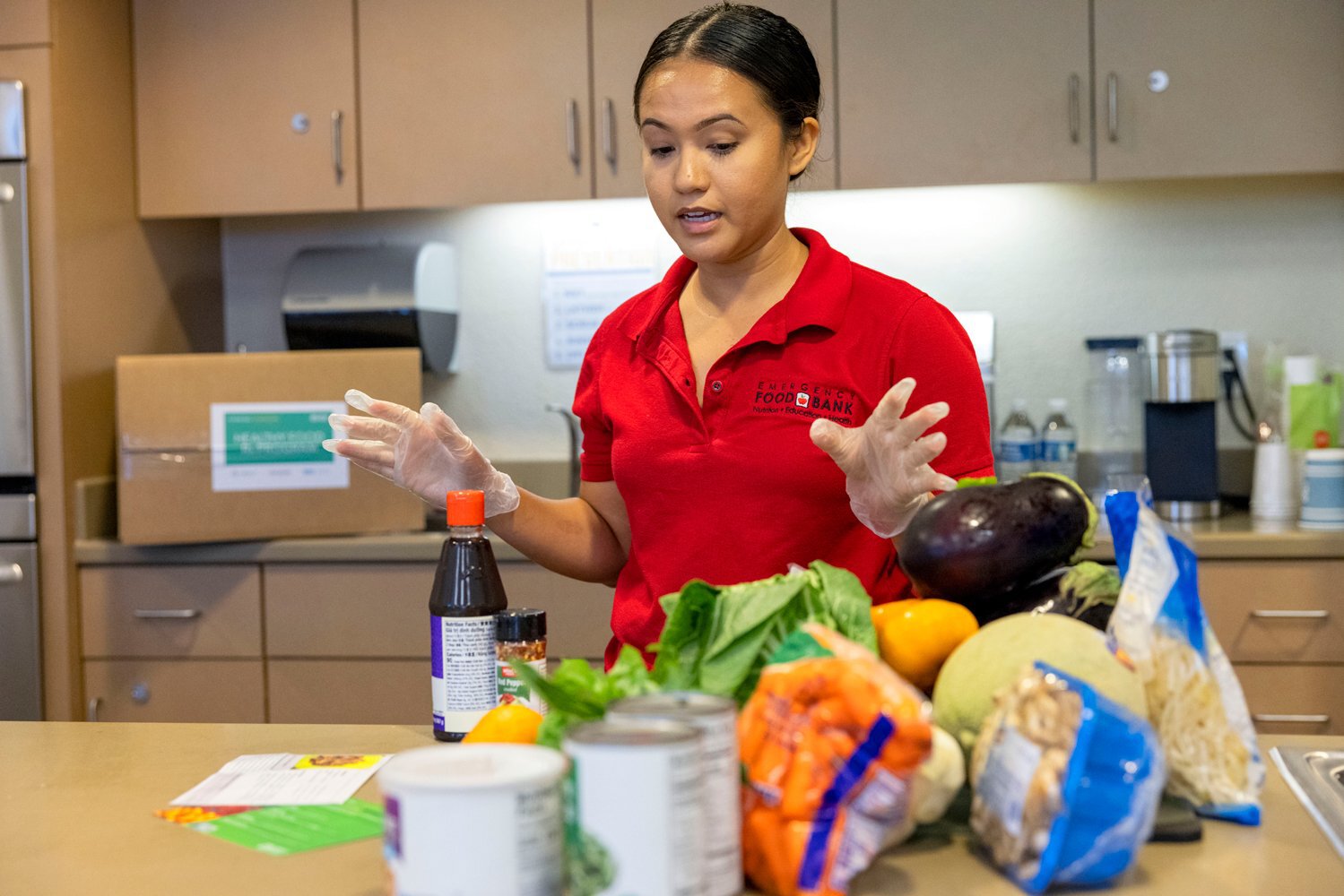 Alex Marapao leads a cooking class that is streamed to participants in the Healthy Food Rx program.