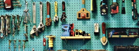 A wall of tools.