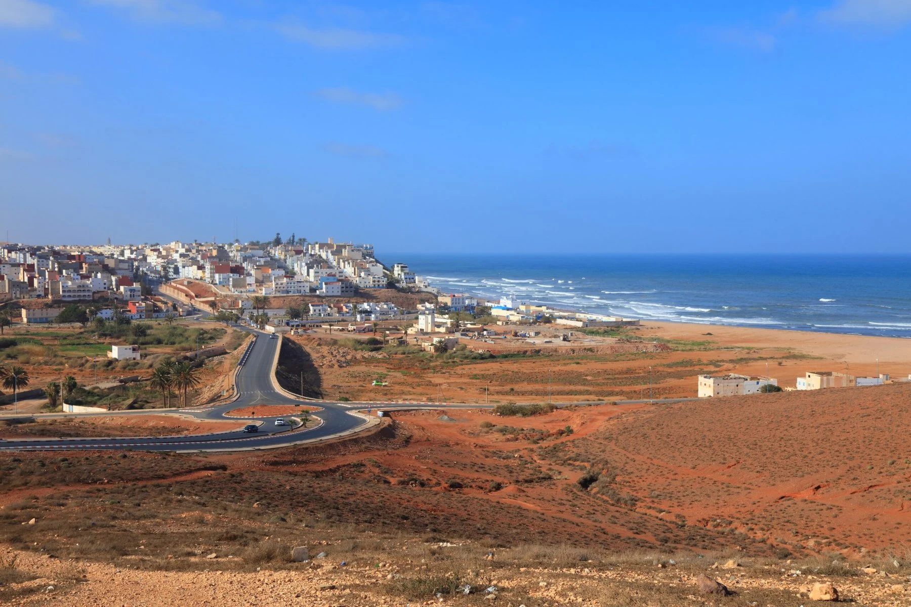 A view of the town of Sidi Ifni and the ocean.