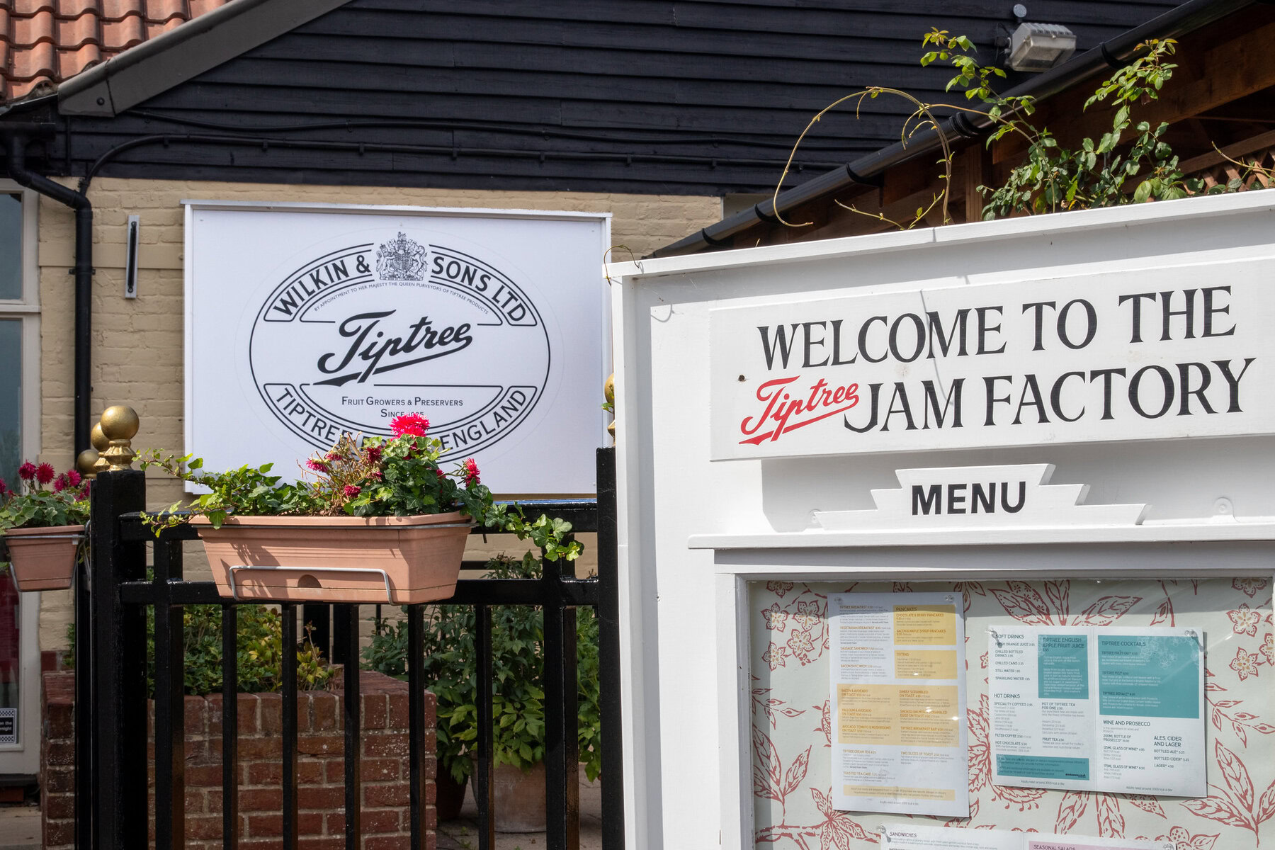 A sign for the Tiptree Jam Factory.