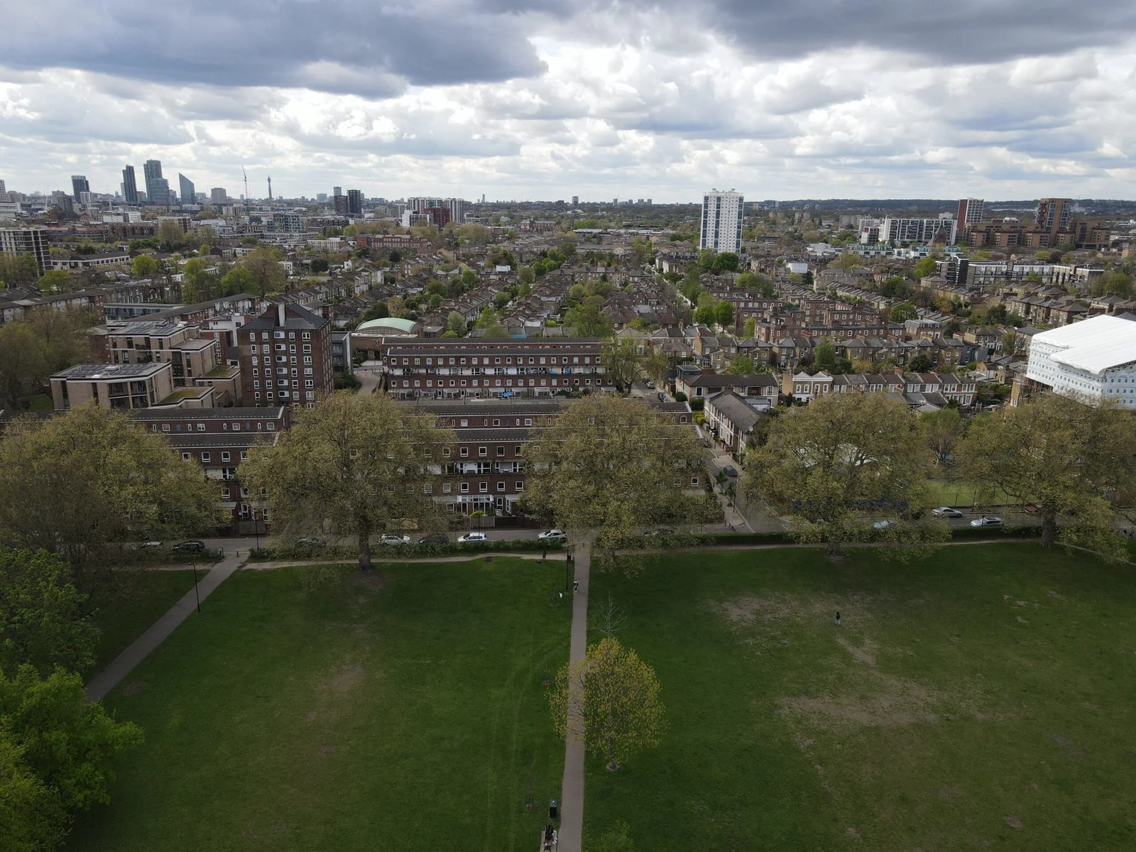 Aerial view of London Fields Park