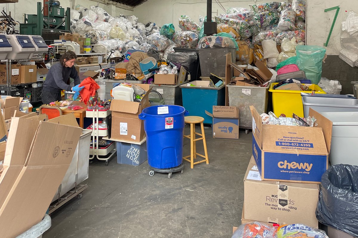 A Rabbit Recycling processing center, where materials are hand-sorted.