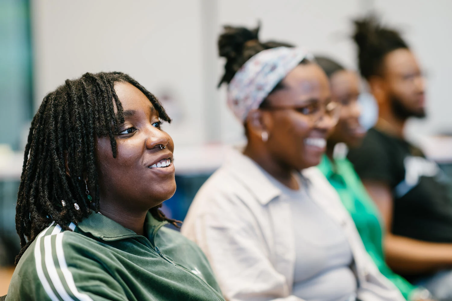 Students at a career panel.