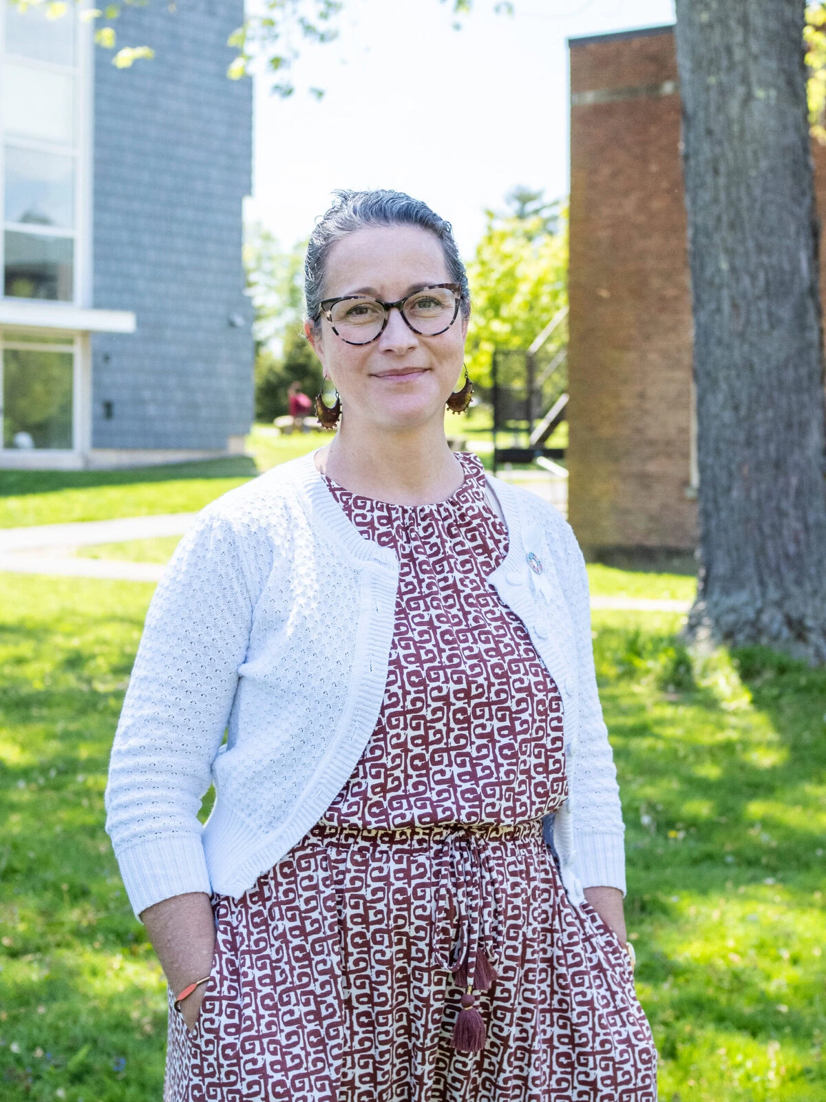 Associate Professor Andrea Varga after her Honors Program class on Ethical Fashion: Understanding Consumerism, Globalization, Justice & Sustainability Through Textiles.