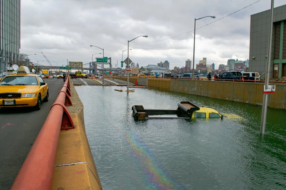 Flooding in Manhattan after Superstorm Sandy in 2012. 