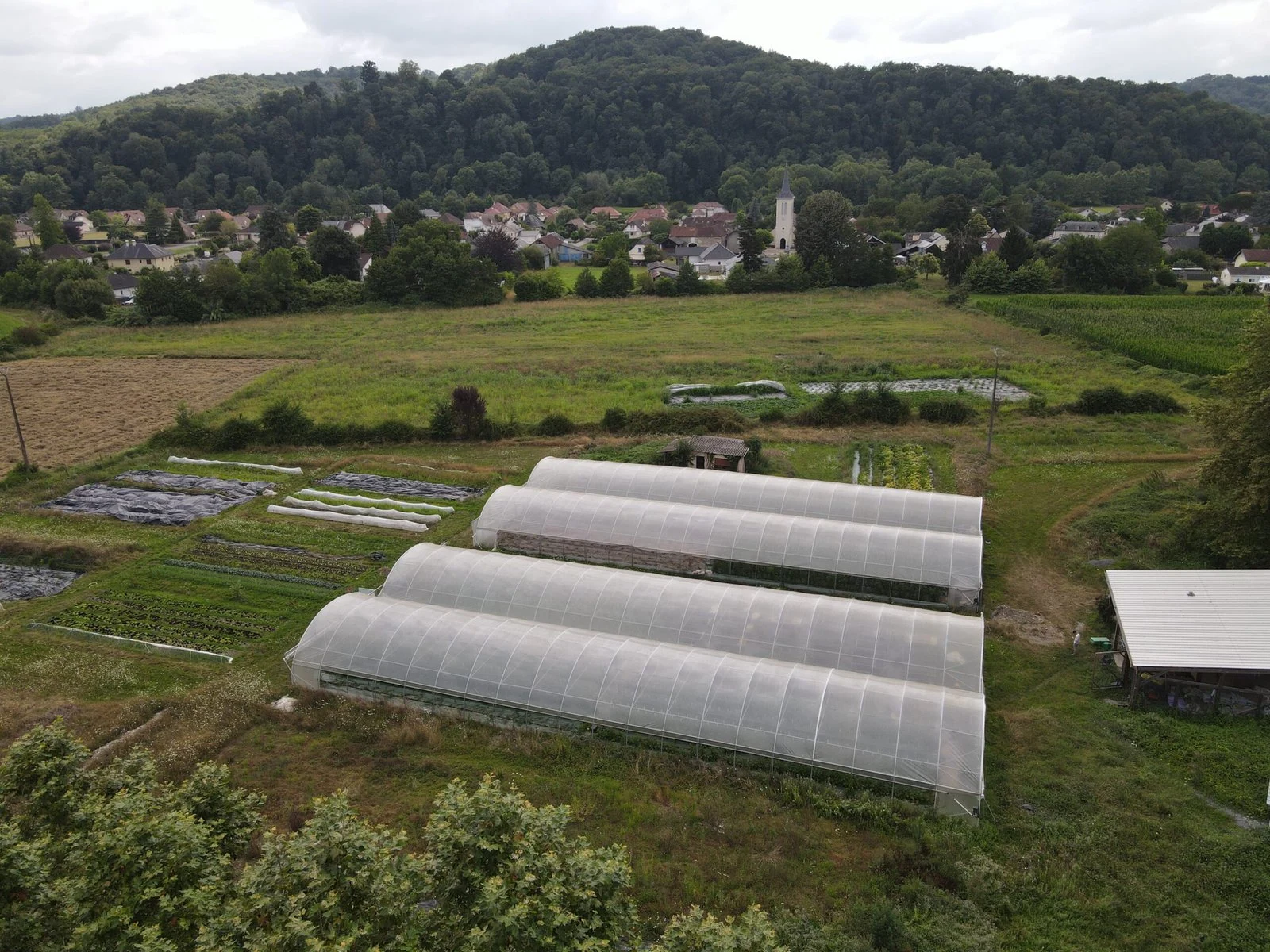 Apesteguy and Chevalier are renting out a two-hectare plot. Aerial view of their farm.