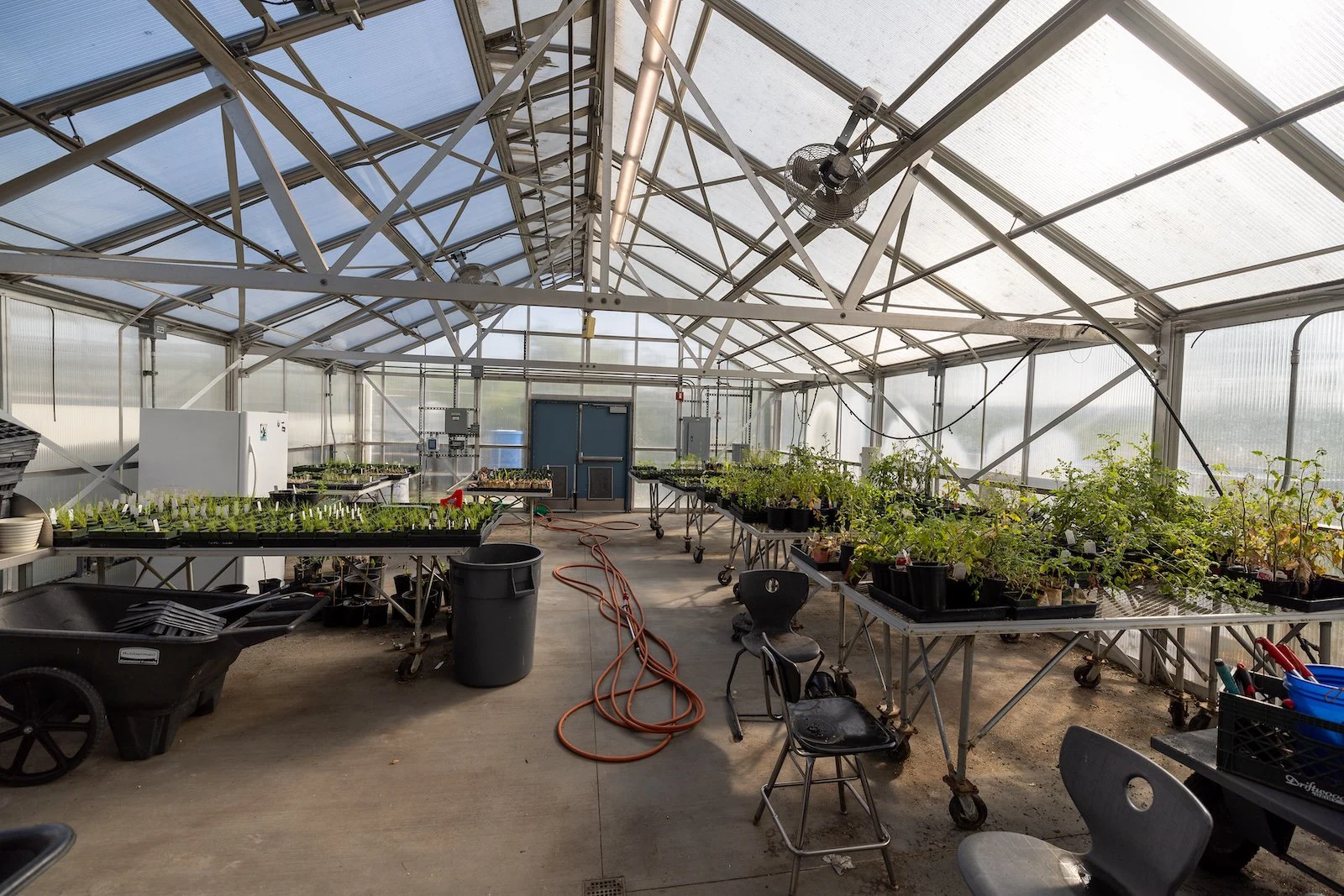 A view of the greenhouse used for a Los Angeles magnet school’s after-school program focused on climate knowledge