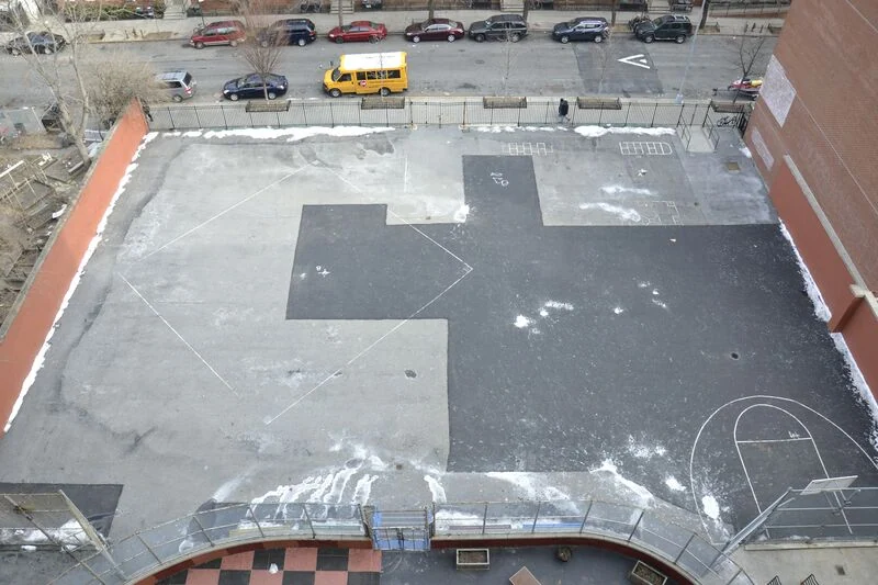 The schoolyard at New York's P.S. 15 pre-transformation. 