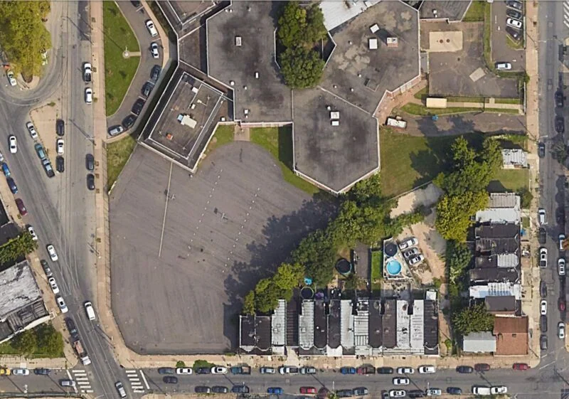 A schoolyard in Bethune, Pennsylvania, pre-transformation. 