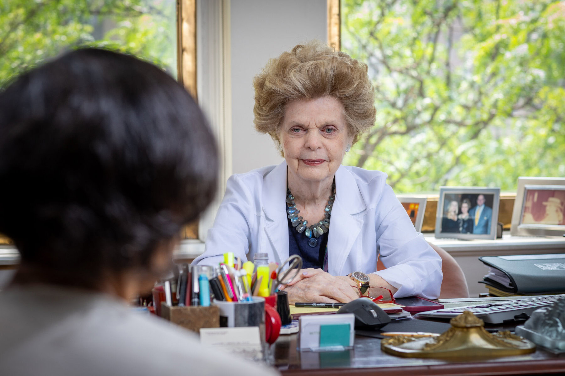 Cardiologist Marianne Legato meets with a patient.