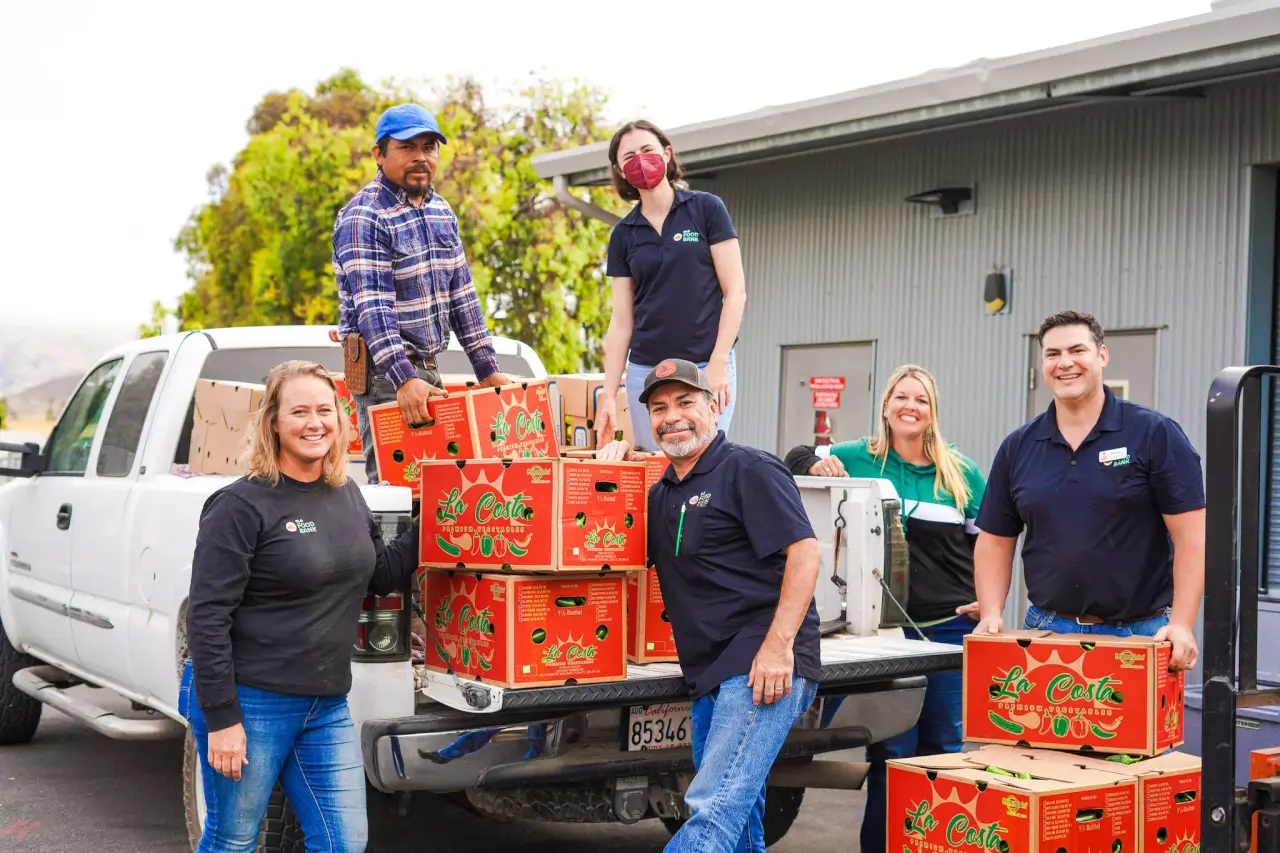 Unloading jalapeños at the SLO Food Bank.