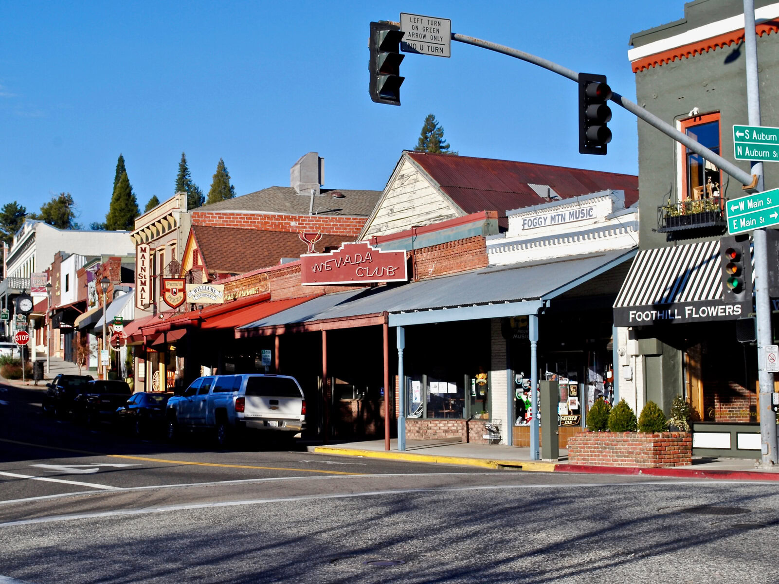 Storefronts in Grass Valley, California.