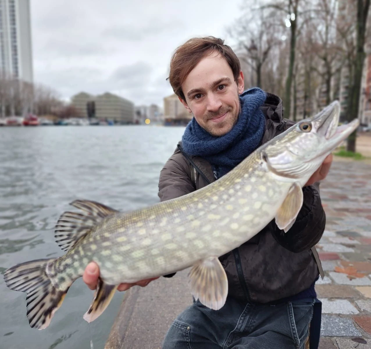 Bill François with a pike he caught in Paris.