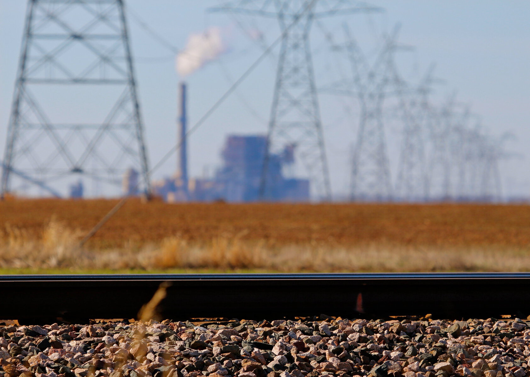 A blurry view of a coal power plant in Texas.