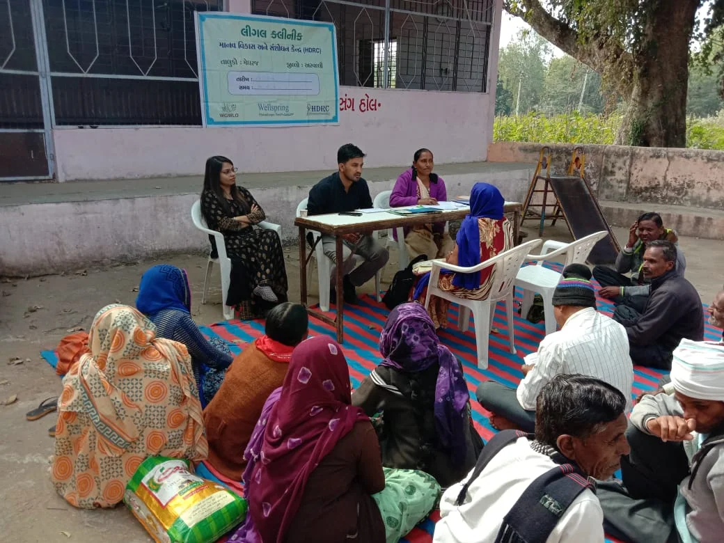 A legal clinic on women land rights conducted by WGWLO's NGO partner Human Development and Research Center in Meghraj, District Aravalli, Gujarat.