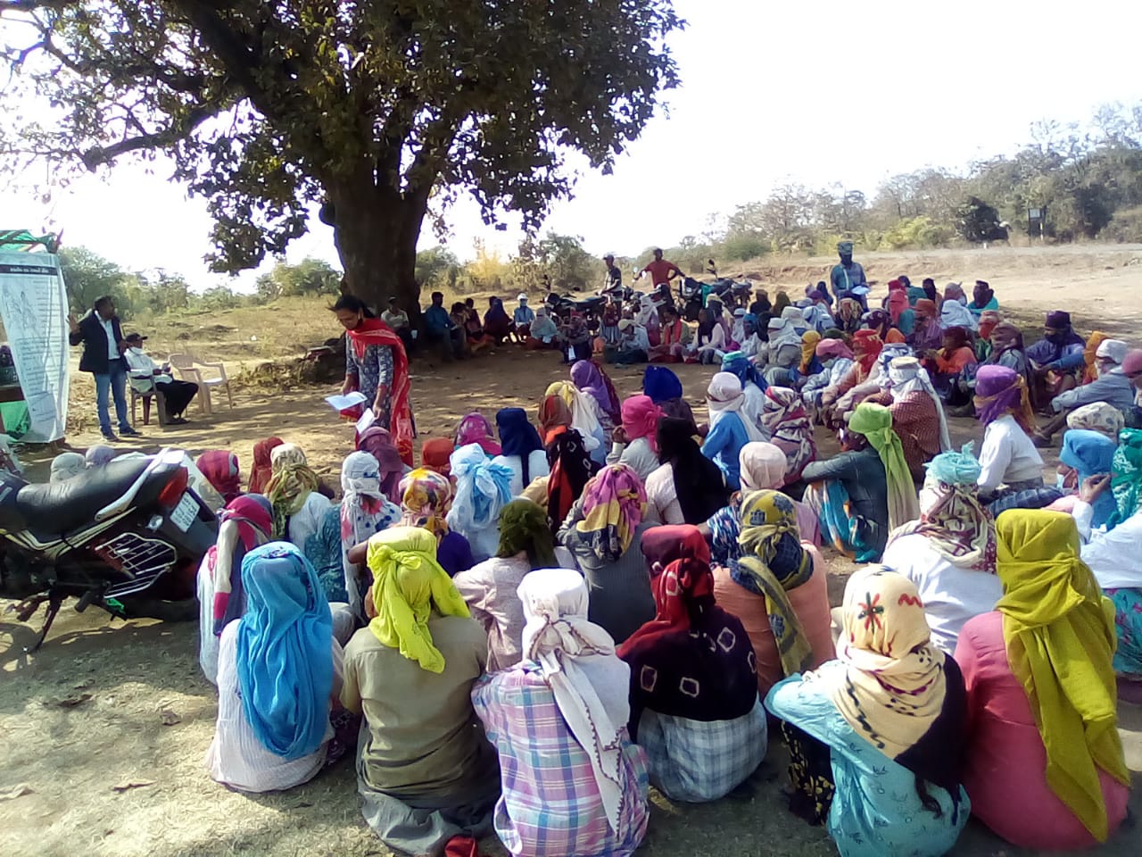 An awareness campaign about women's land rights in District Tapi, Gujarat, conducted by WGWLO's paralegals from partner NGO Dakshin Gujarat Vikas Sanstha.