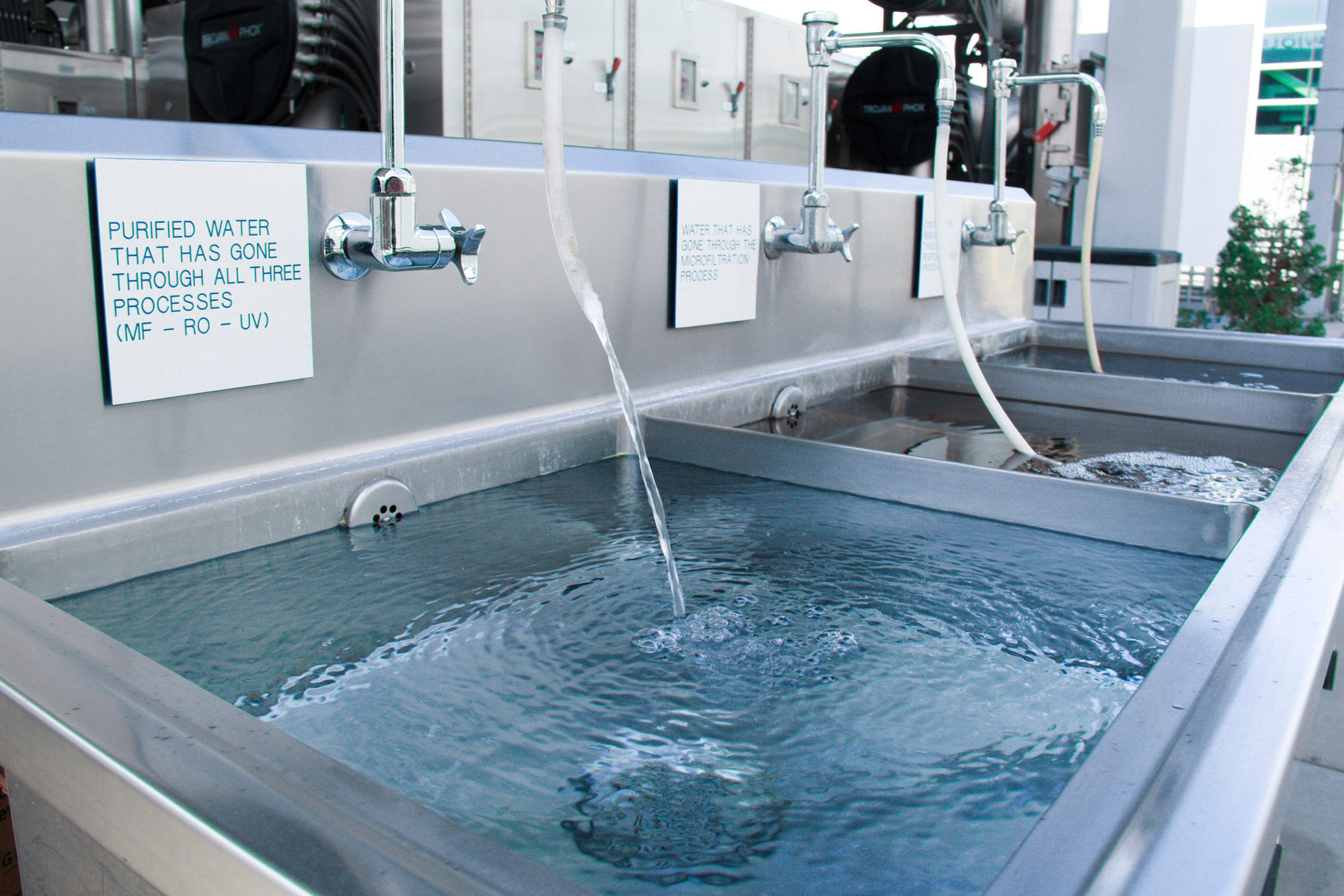 Sinks at the groundwater replenishment facility in Orange County.