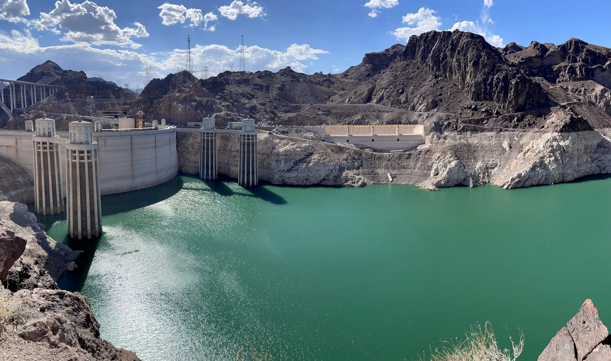 The cliffs surrounding Lake Mead — the largest in the United States — are lined by a “bathtub ring” of mineral deposits left behind as the lake has dropped to record low levels. 